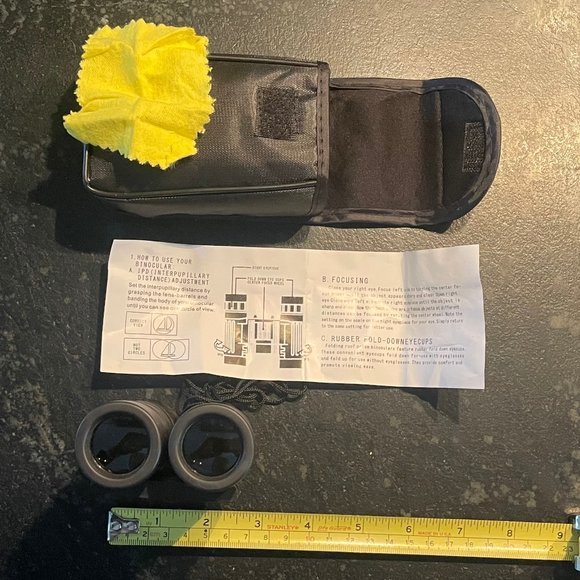 12x25 Binoculars w/ Carry Case, Strap, Cloth, Instructions - Picture 6 of 9